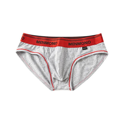 Men's low waist cotton briefs in a two-tone colour option on a plain background
