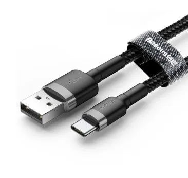 Android Micro USB woven charging cable showing grey/black and red/black colour options