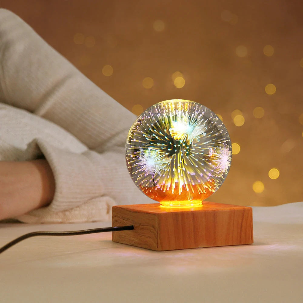 USB 3D Firework Crystals Ball Night Light with touch control and USB power option
