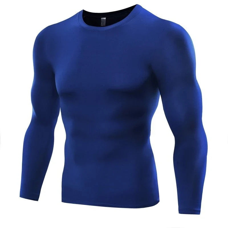Premium long sleeve compression muscle tee for men, available in multiple colors and sizes