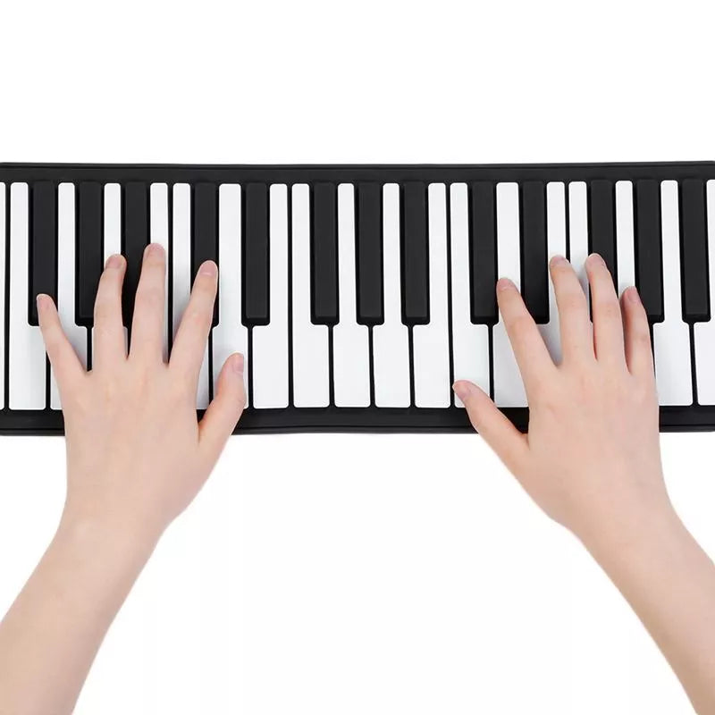 Hand-rolled electronic piano with 88 keys in white and black