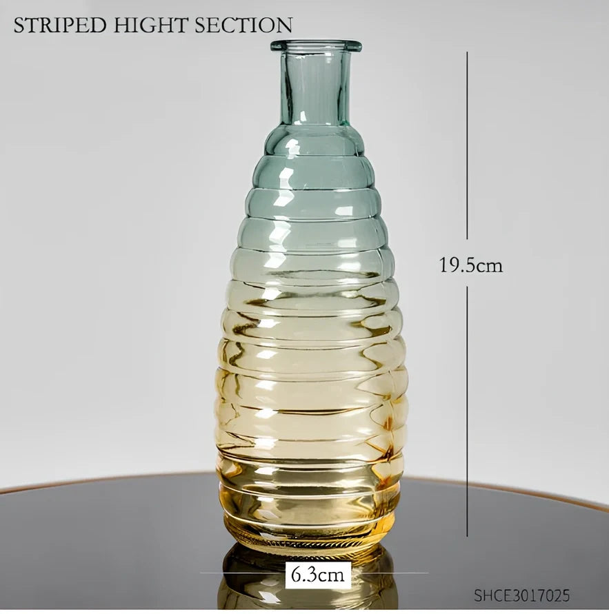 Electroplated colourful glass vase with thicker bottom in multiple sizes from 13cm to 22cm height