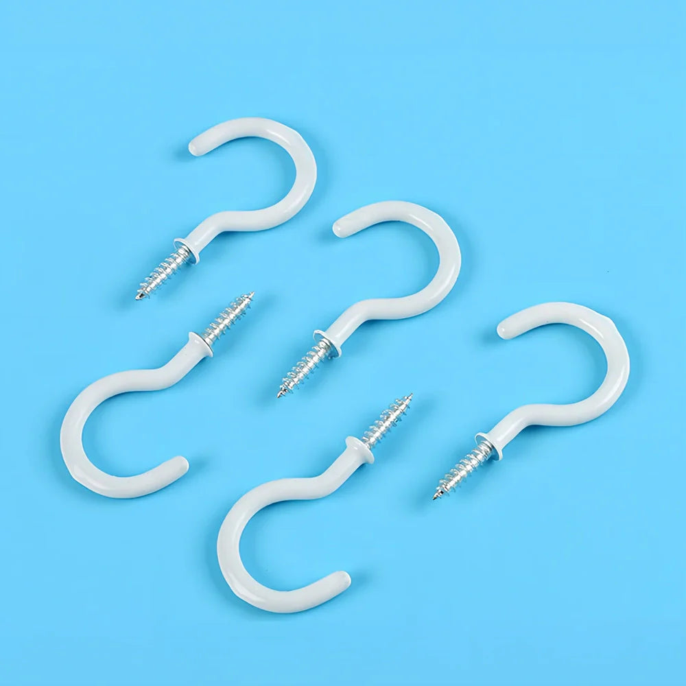 Hand-knitted cotton flowerpot net bag showing mesh pattern and hanging installation