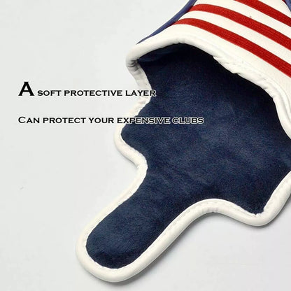 USA flag pattern golf putter cover made of durable PU synthetic leather