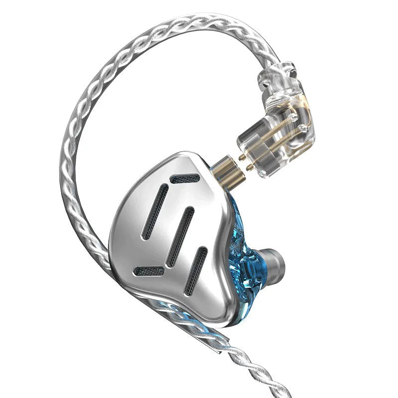 KZ ZAX hybrid driver in-ear headphones in Black or Silver blue with 3.5mm L-bend plug