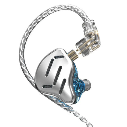 KZ ZAX hybrid driver in-ear headphones in Black or Silver blue with 3.5mm L-bend plug