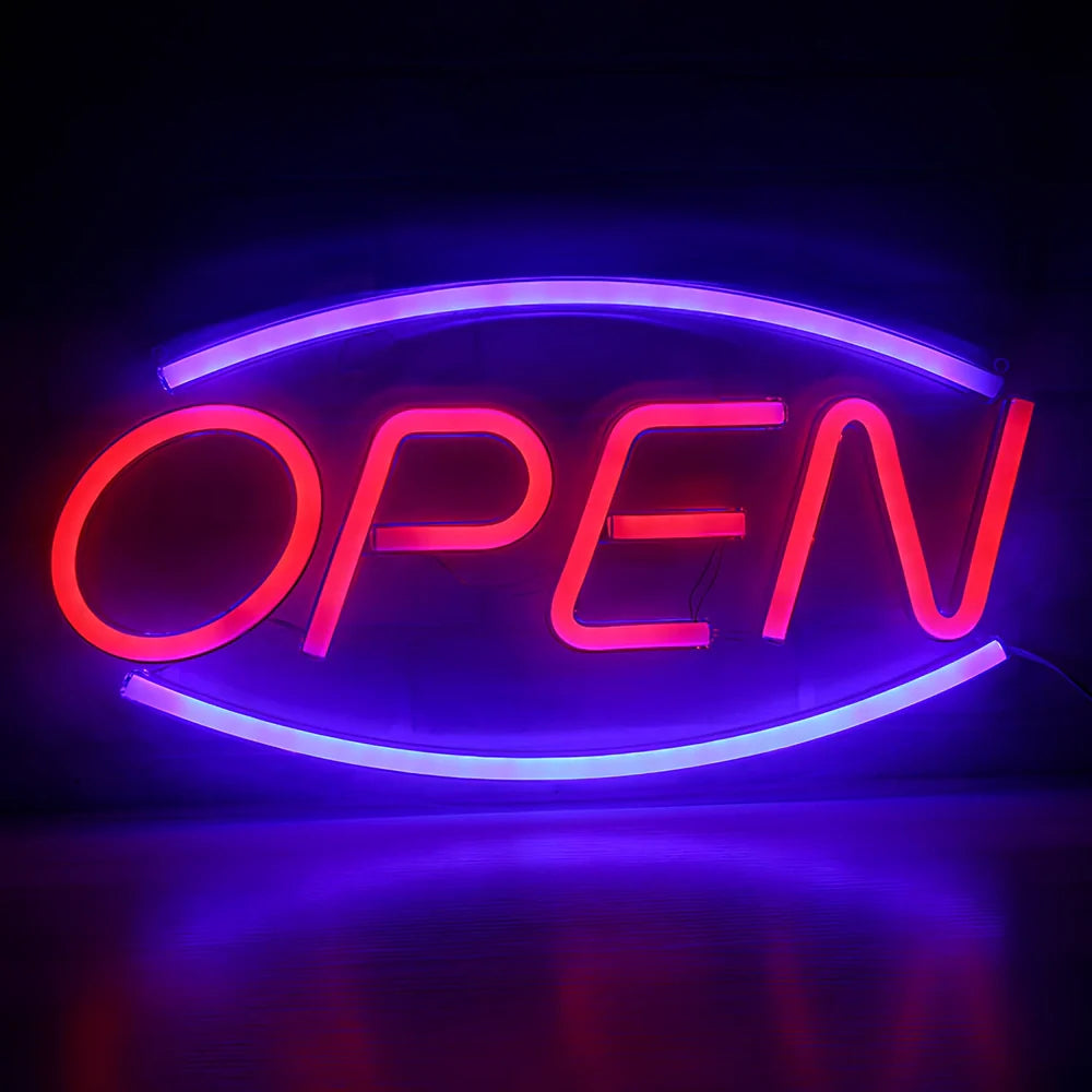 LED neon decorative light with acrylic back panel showing USB power connection and multiple design options
