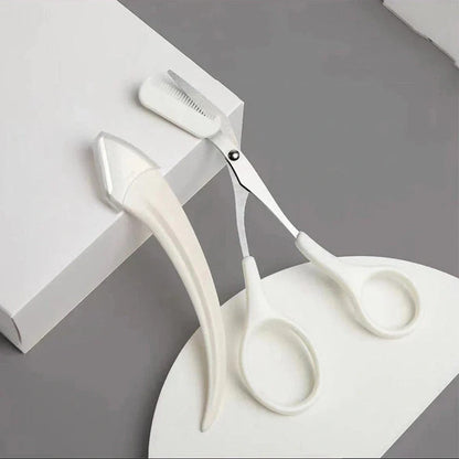 Eyebrow Trimming Knife with Comb - Curved Moon Design for Precise Grooming