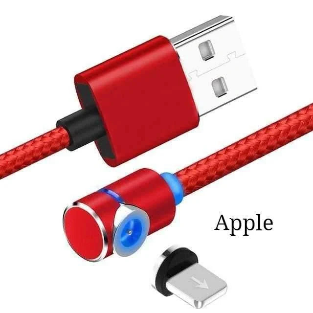 360 Degree Magnetic Charging Cable with LED light and 90-degree connector