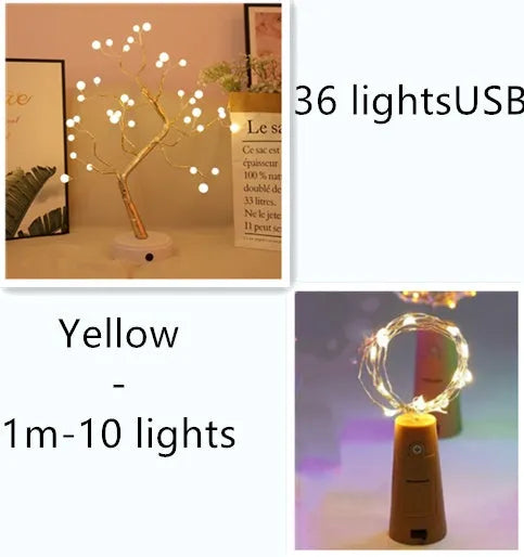 Copper wire LED string light with 20 bulbs wrapped around wine bottle for decorative lighting