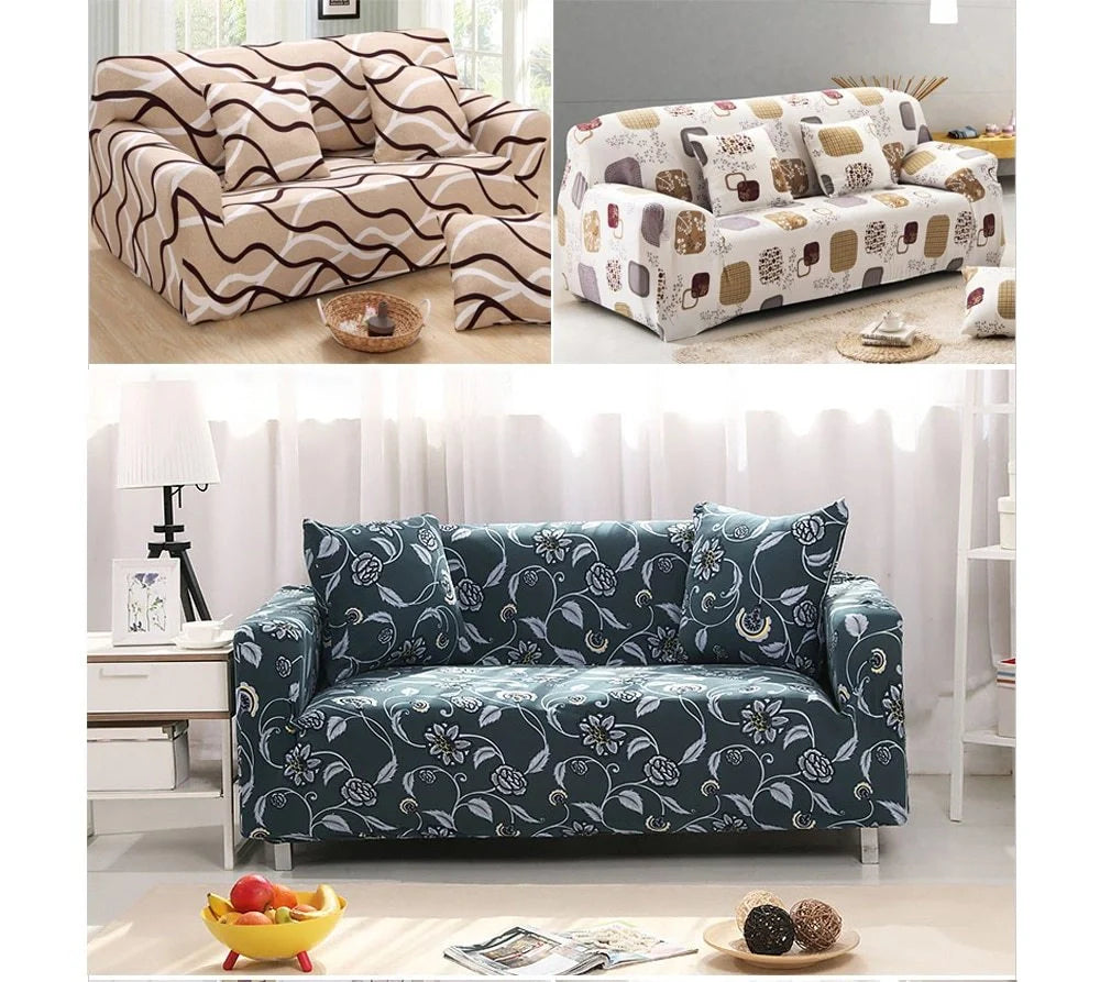 Stretchable polyester-spandex sofa cover with non-slip design in various colors