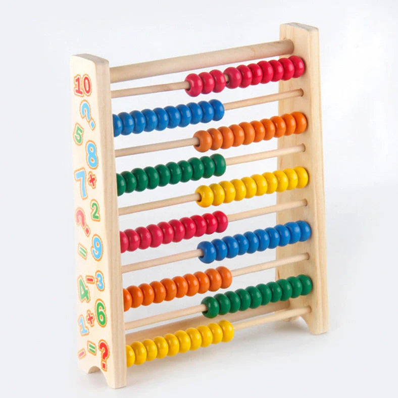 Wooden maths educational toy with 21.8×5×25cm frame for children learning addition and subtraction