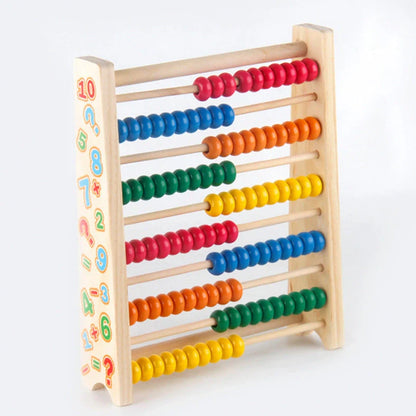 Wooden maths educational toy with 21.8×5×25cm frame for children learning addition and subtraction
