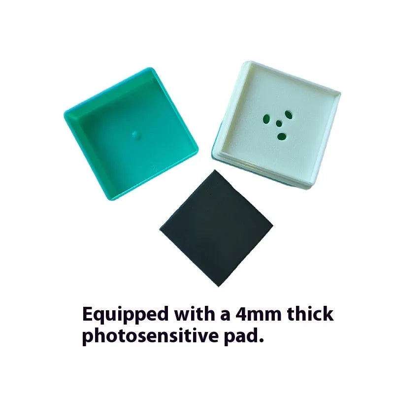 Square plastic sealed shell for hand account decoration with cartoon pet seal, shown in nine colour options