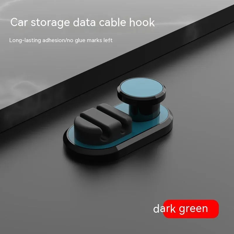 ABS silicone car storage hook for organising data cables with adhesive backing