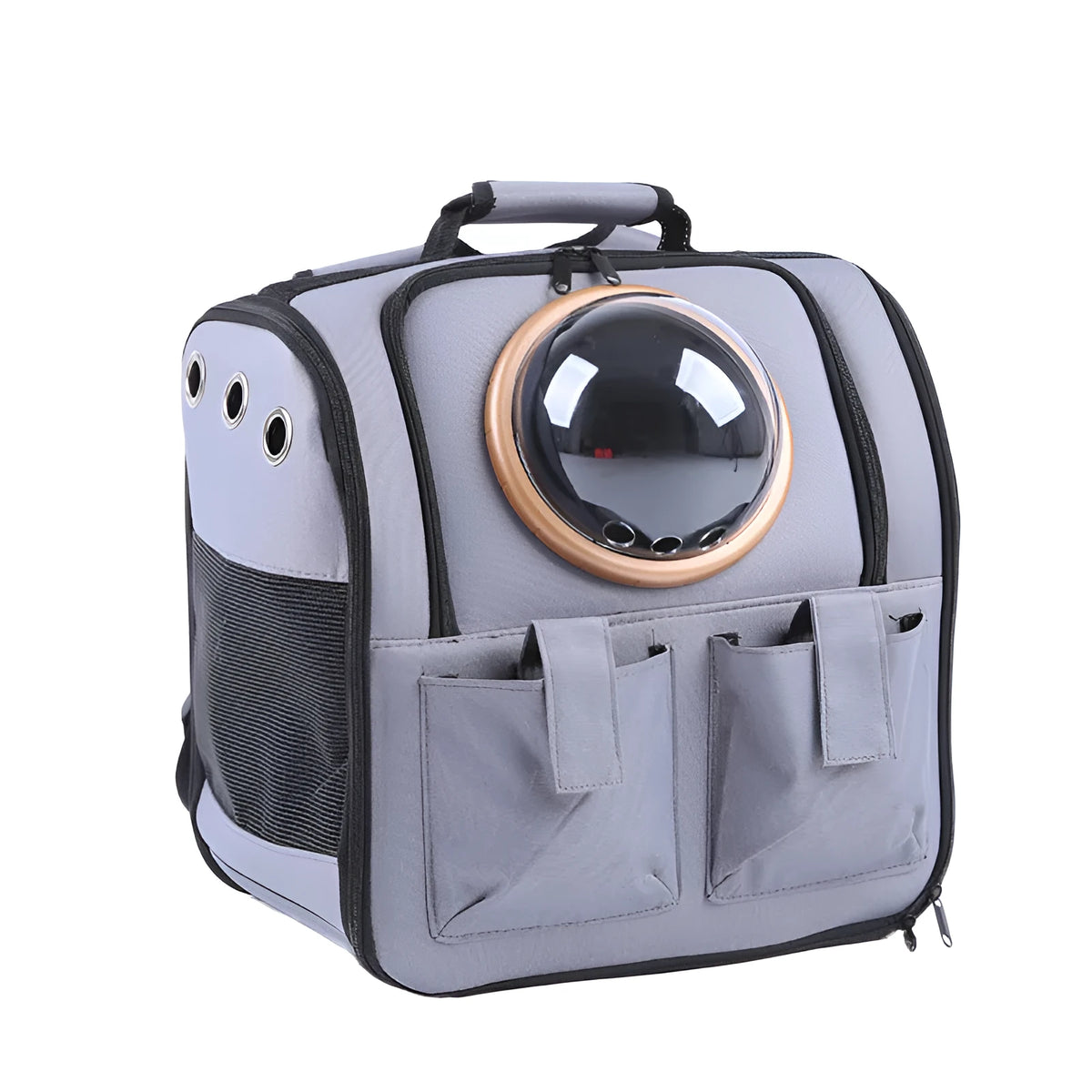Pet space backpack in beige, PVC and Oxford cloth, 38x26x38cm, for cats and small pets up to 13kg