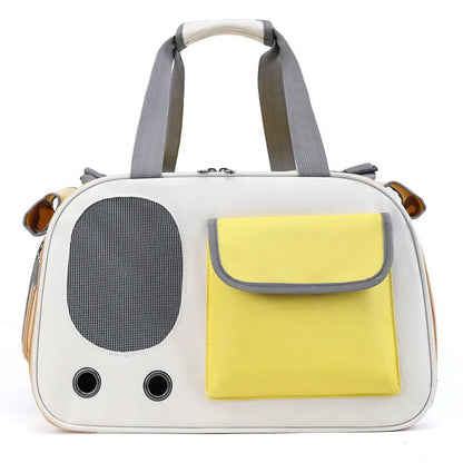 Large foldable canvas pet carrier bag for cats and small dogs in solid colours