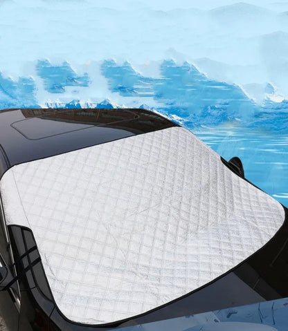 Silver coating car windscreen snow cover with winter plus cotton thick snow block design, waterproof exterior sunshade for sedan and SUV