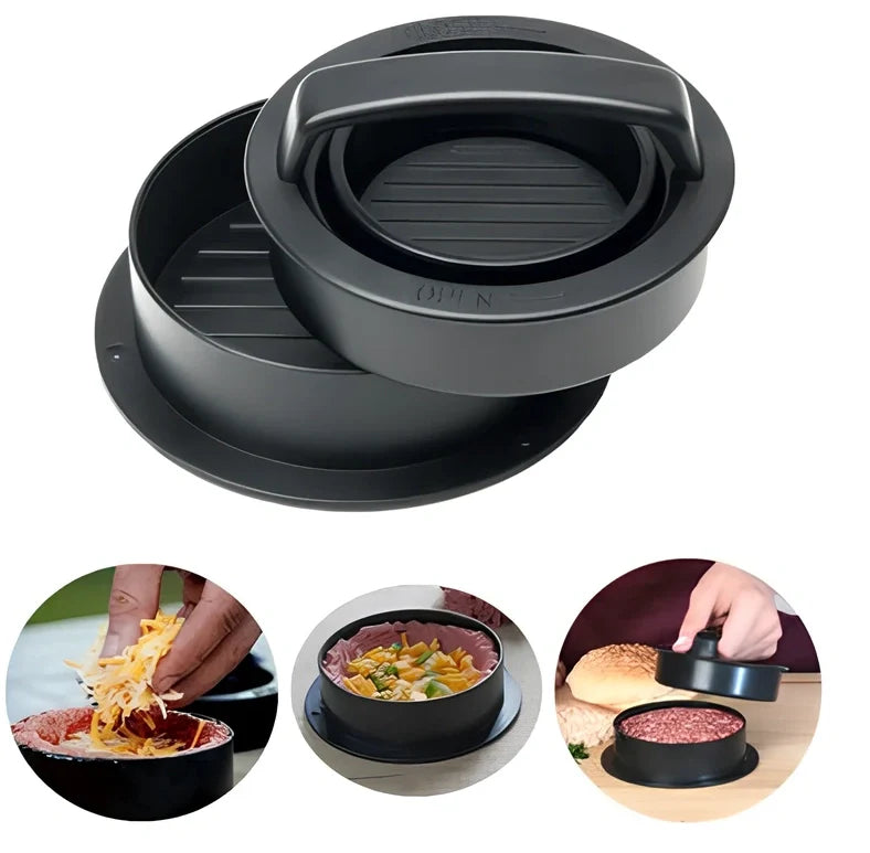 Square burger press with non-stick coating creating uniform 12.5cm patties