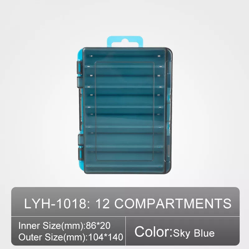 Double-layer bait storage box in vibrant orange or sky blue with Y groove and drain hole