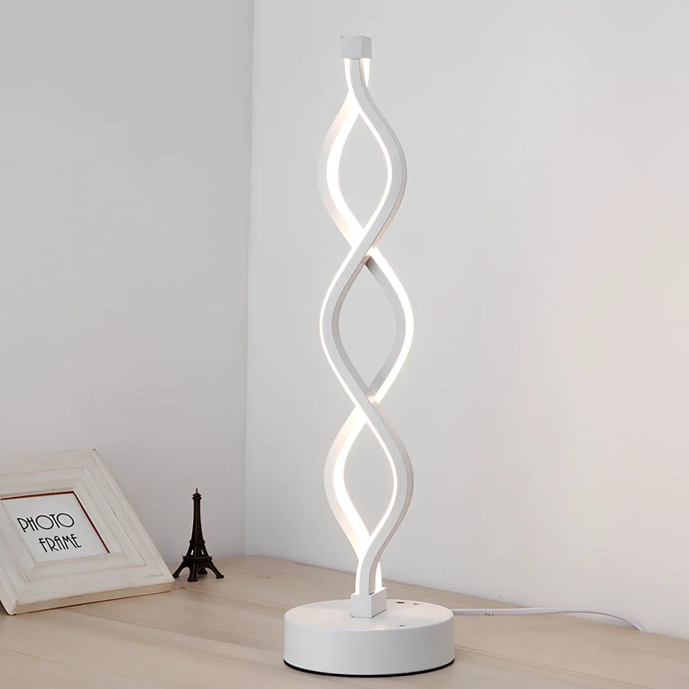 Gold and white LED desk lamp with water wave acrylic shade and aluminum body