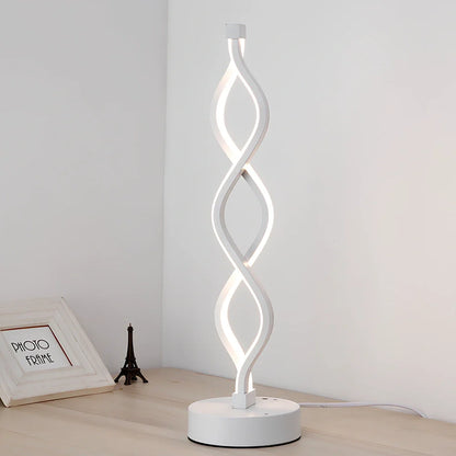 Gold and white LED desk lamp with water wave acrylic shade and aluminum body