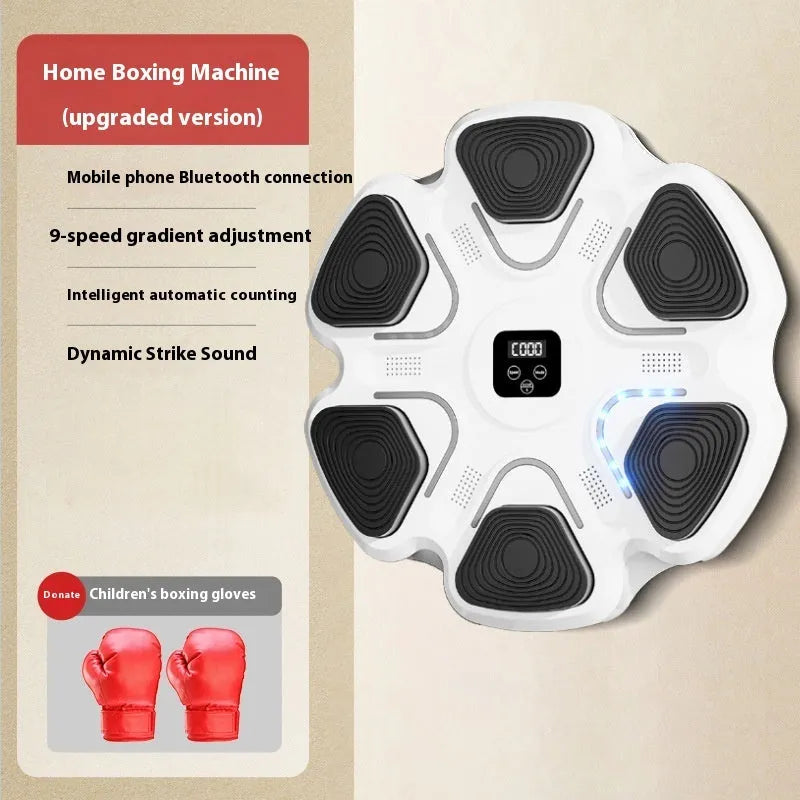 Smart music boxing machine wall target with 6 electronic reaction points and hanging design for home fitness training