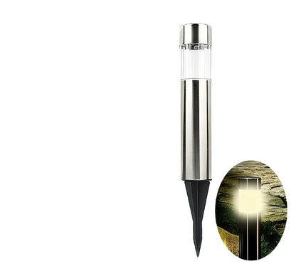Solar cylindrical lawn light 23cm tall with 5.5cm diameter for garden pathway illumination