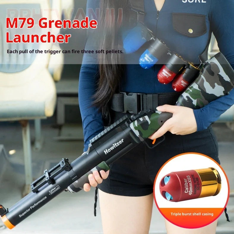 Three-piece golden ring howitzer children's toy soft bullet gun with bullets and accessories