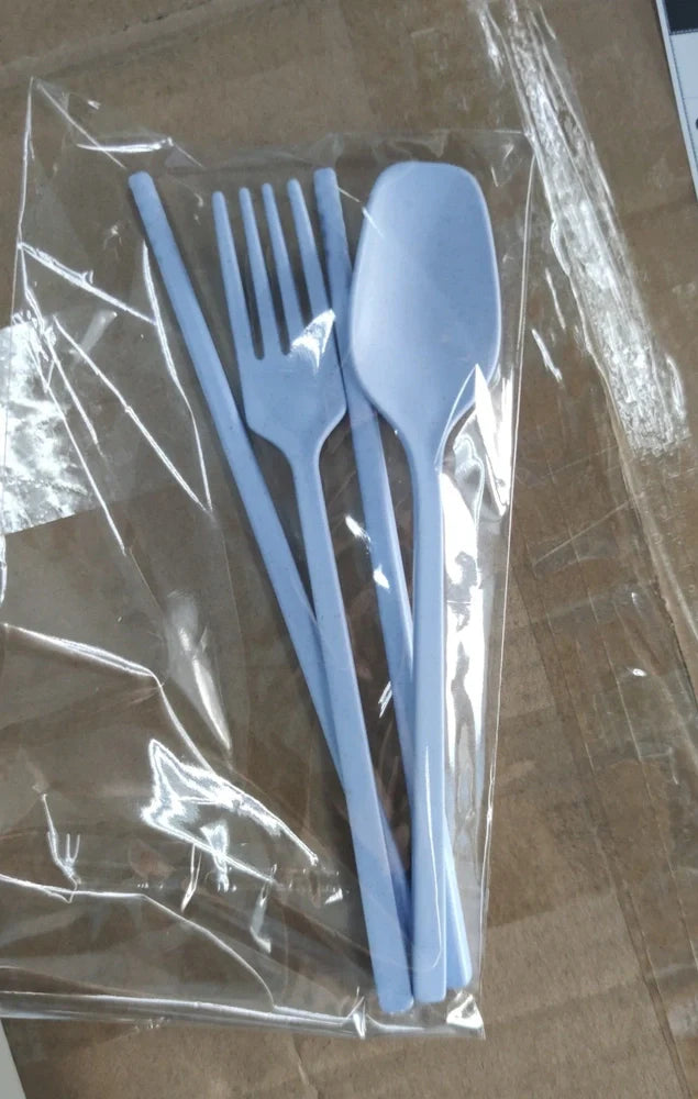 Mickey cartoon wheat straw children's bowl set with pink 21.5 cm bowl, spoon, fork, chopsticks - BPA-free biodegradable kids meal kit