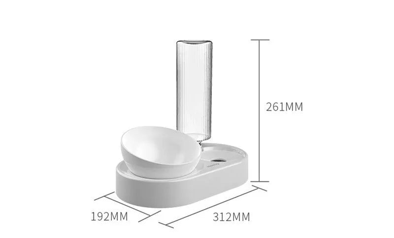 Automatic double bowl pet feeder with water dispenser for dogs and cats