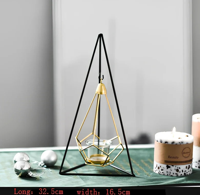 Geometric wrought iron candle holder in choice of 10 colours for home wall or table decoration