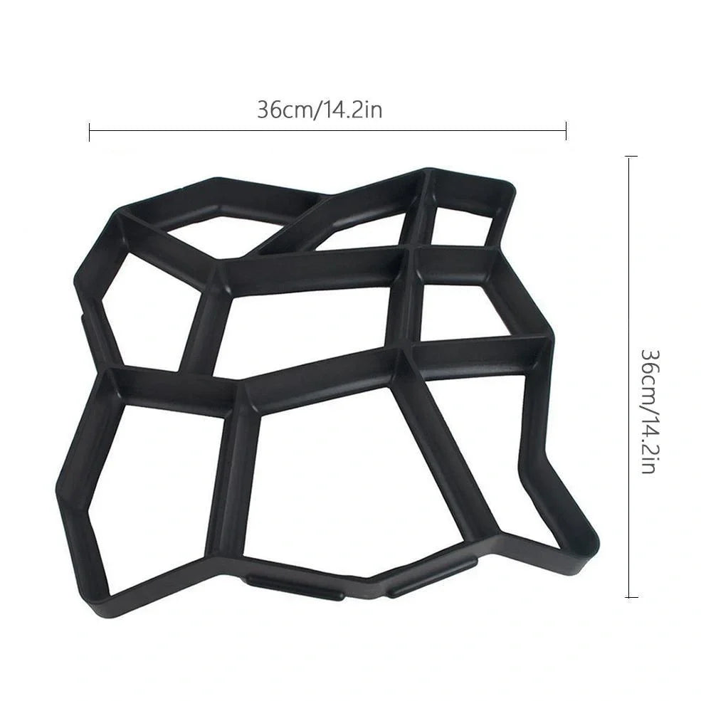 Black plastic goose pattern concrete mould measuring 42x43cm for garden pathways