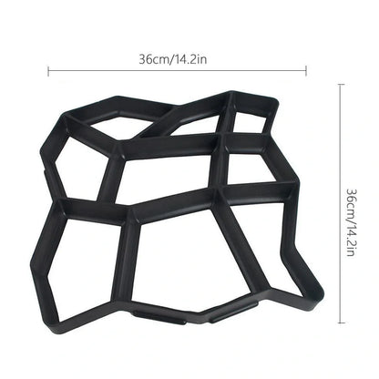 Black plastic goose pattern concrete mould measuring 42x43cm for garden pathways