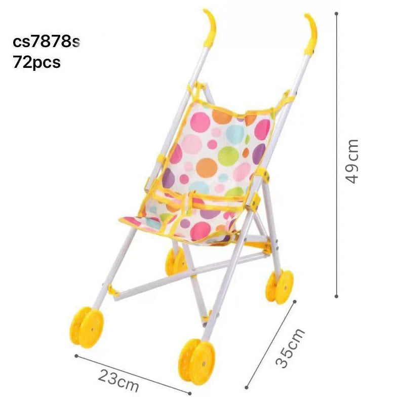 Metal baby stroller toy for girls with realistic design for role-play development
