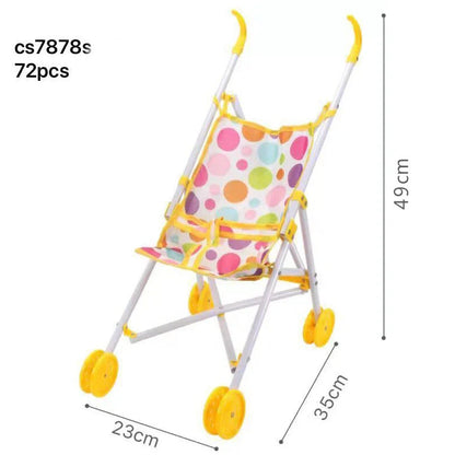 Metal baby stroller toy for girls with realistic design for role-play development