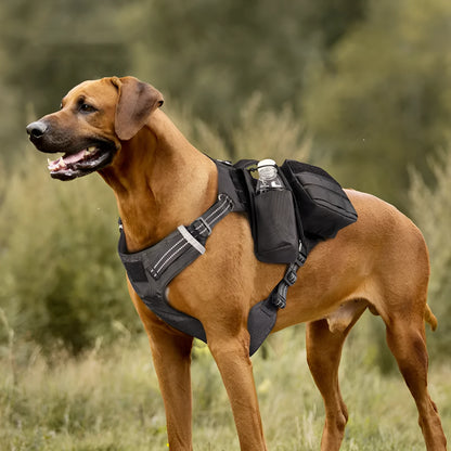Waterproof nylon dog chest strap harness in black or army green, sizes L M XL, solid colour walking harness