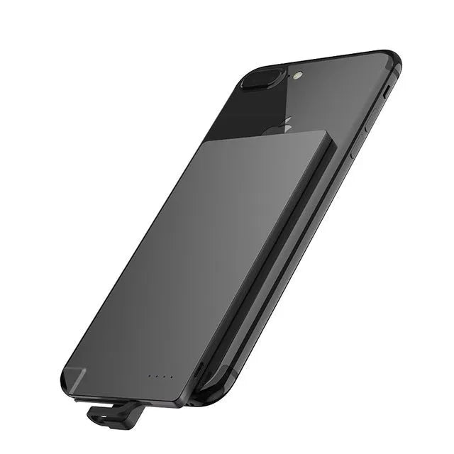 Silver graphene battery power bank showing slim 4mm profile with charging port