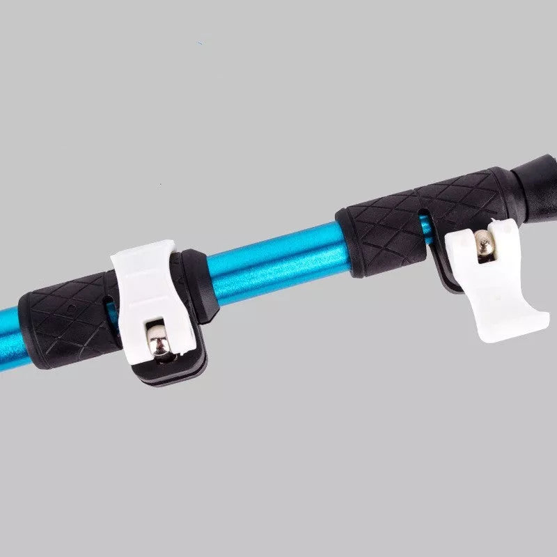 Adjustable aluminum alloy trekking pole in blue, green, or gold for hiking support