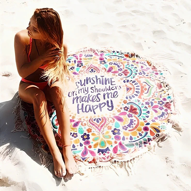 150cm Bohemian pattern beach towel with quick-dry polyester in five colour options