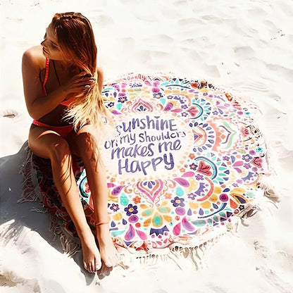 150cm Bohemian pattern beach towel with quick-dry polyester in five colour options