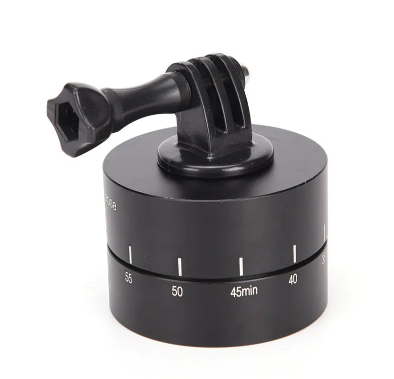 Lapse 360 degree auto rotate camera tripod head base for GoPro, SLR, and iPhone, compatible with universal 1/4 inch screw mounts, providing 360 rotating timelapse photography and video stabilisation
