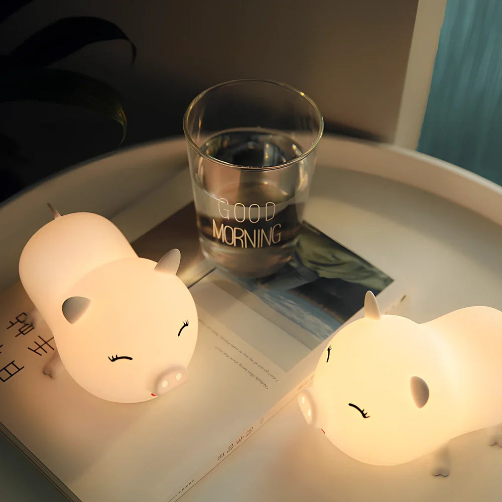 Dudu Pig cartoon LED night light with motion sensor and USB power cable