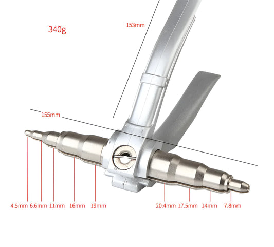 Manual tube expander tool for expanding 6-22mm copper refrigeration tubing, shown in silver finish.