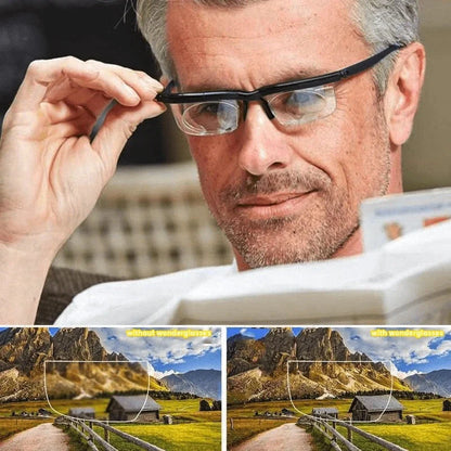 Adjustable Focus Sight Glasses with black and transparent frames and polycarbonate lenses