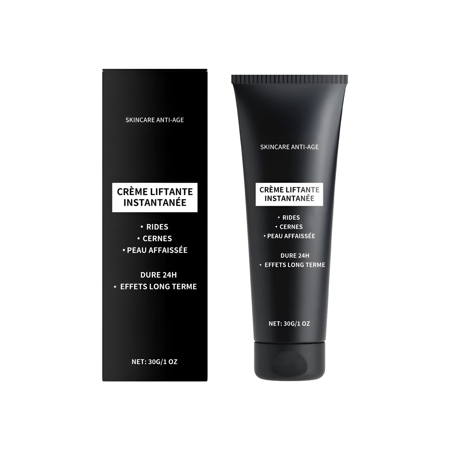 30g glass jar of anti-wrinkle firming cream with hyaluronic acid and vitamin E.