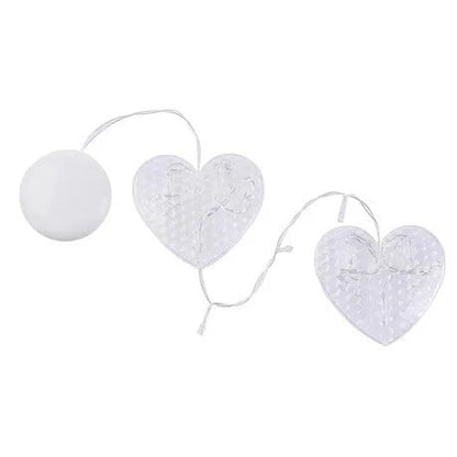 Decorative battery-powered LED chandelier lights with holiday-themed designs like Santa, snowmen, and stars