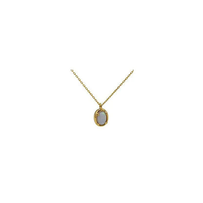 Oval jelly opal pendant necklace in 925 silver with gold or white gold plating