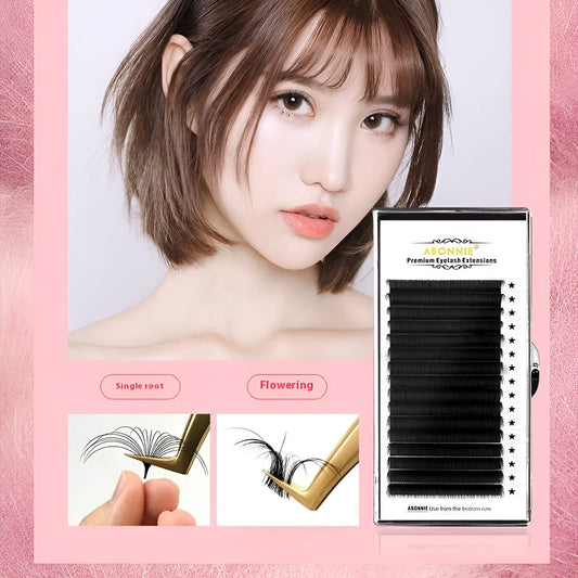 16-row dense false eyelashes made from mink hair with matte finish, showing length options from 8mm to 18mm