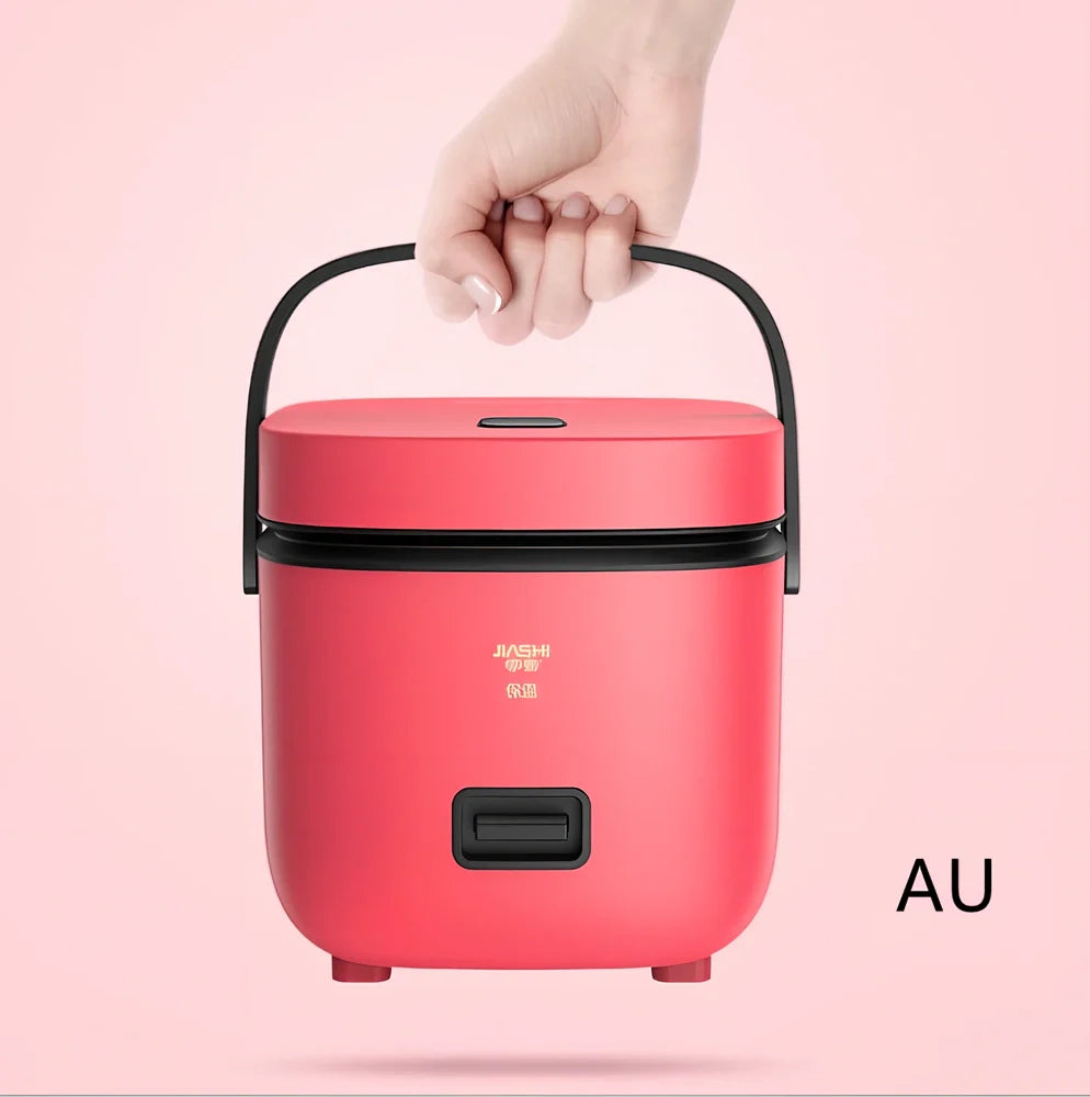 Compact brown 1-2 litre electric rice cooker, 180x200x180mm, with mechanical controls and aluminium pot for small UK kitchens